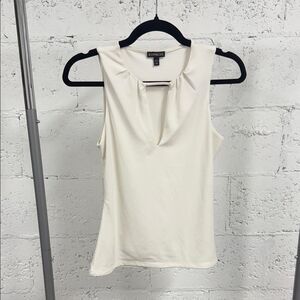 Express Women's Ivory Sleeveless Top - Size XS Low Cut V Neck